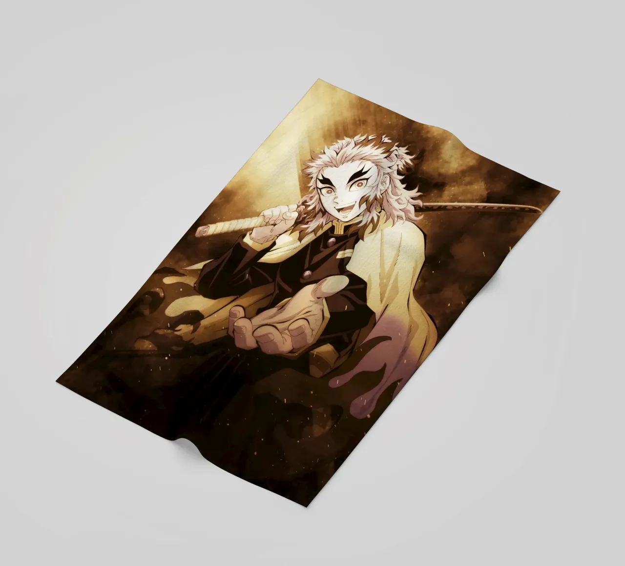 kyojuro rengoku beach towel by FreeArtStudio