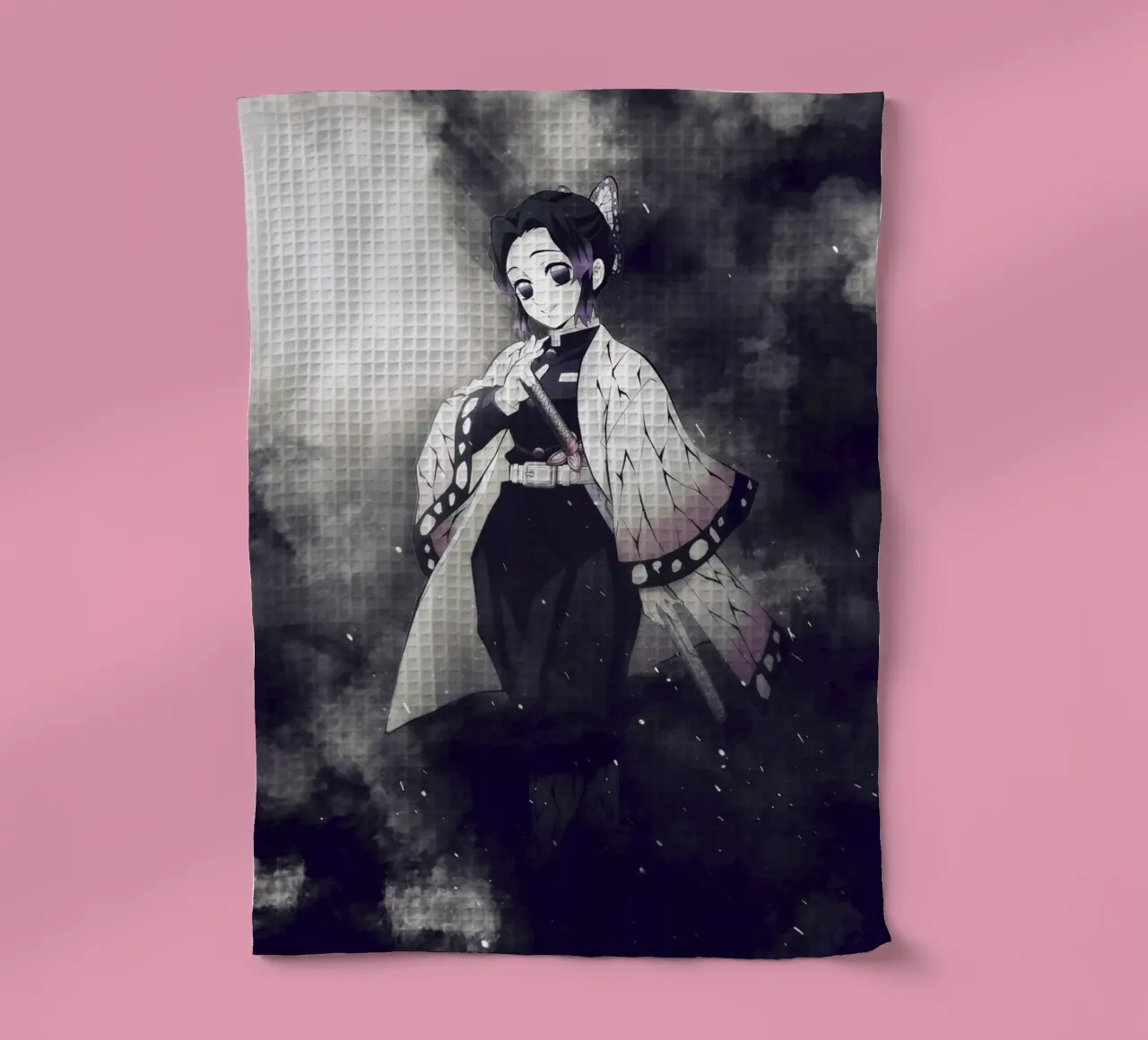 shinobu kocho tea towel by FreeArtStudio