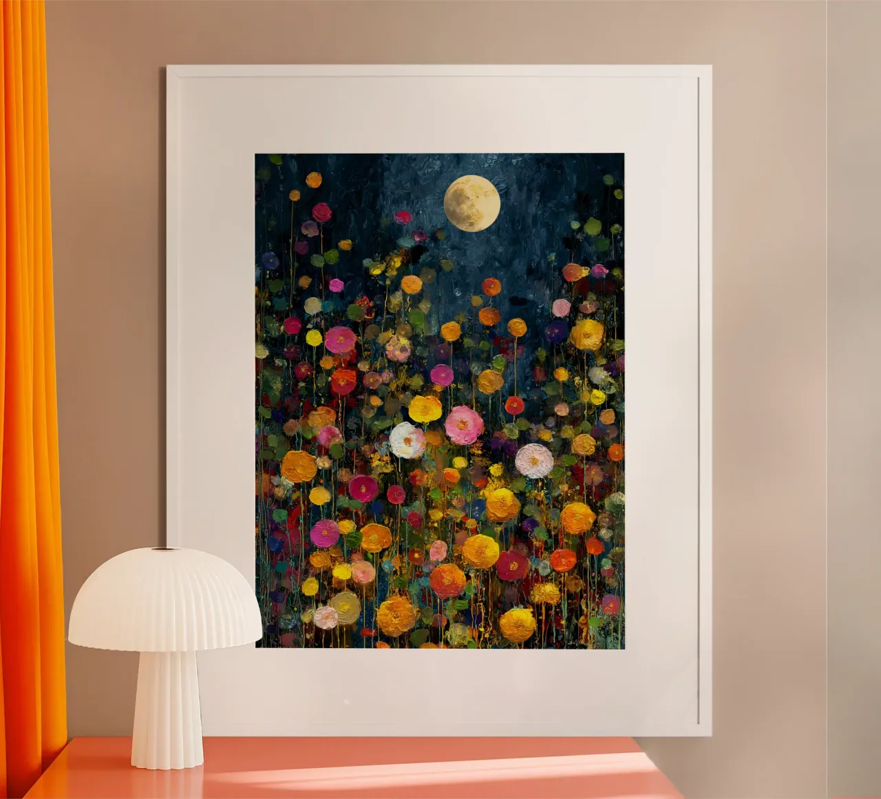 Flowers Garden Night Moon B, style Gustav Klimt poster da Mateo