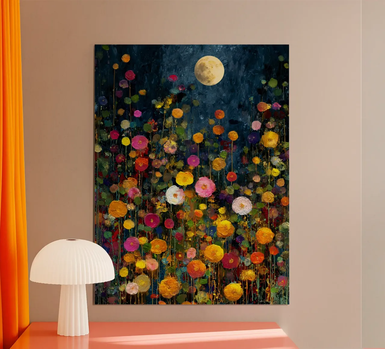 Flowers Garden Night Moon B, style Gustav Klimt poster da Mateo