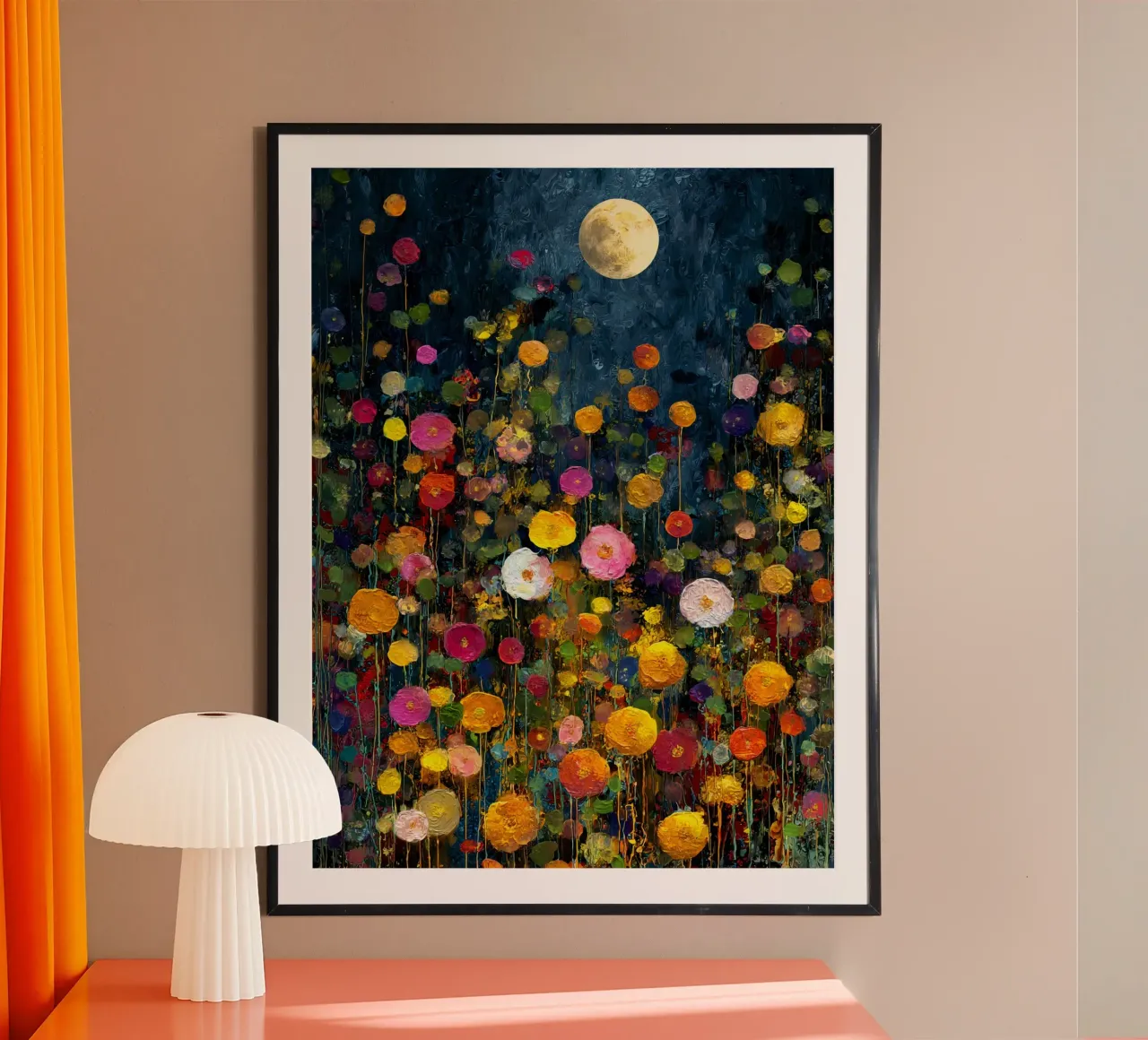 Flowers Garden Night Moon B, style Gustav Klimt poster da Mateo