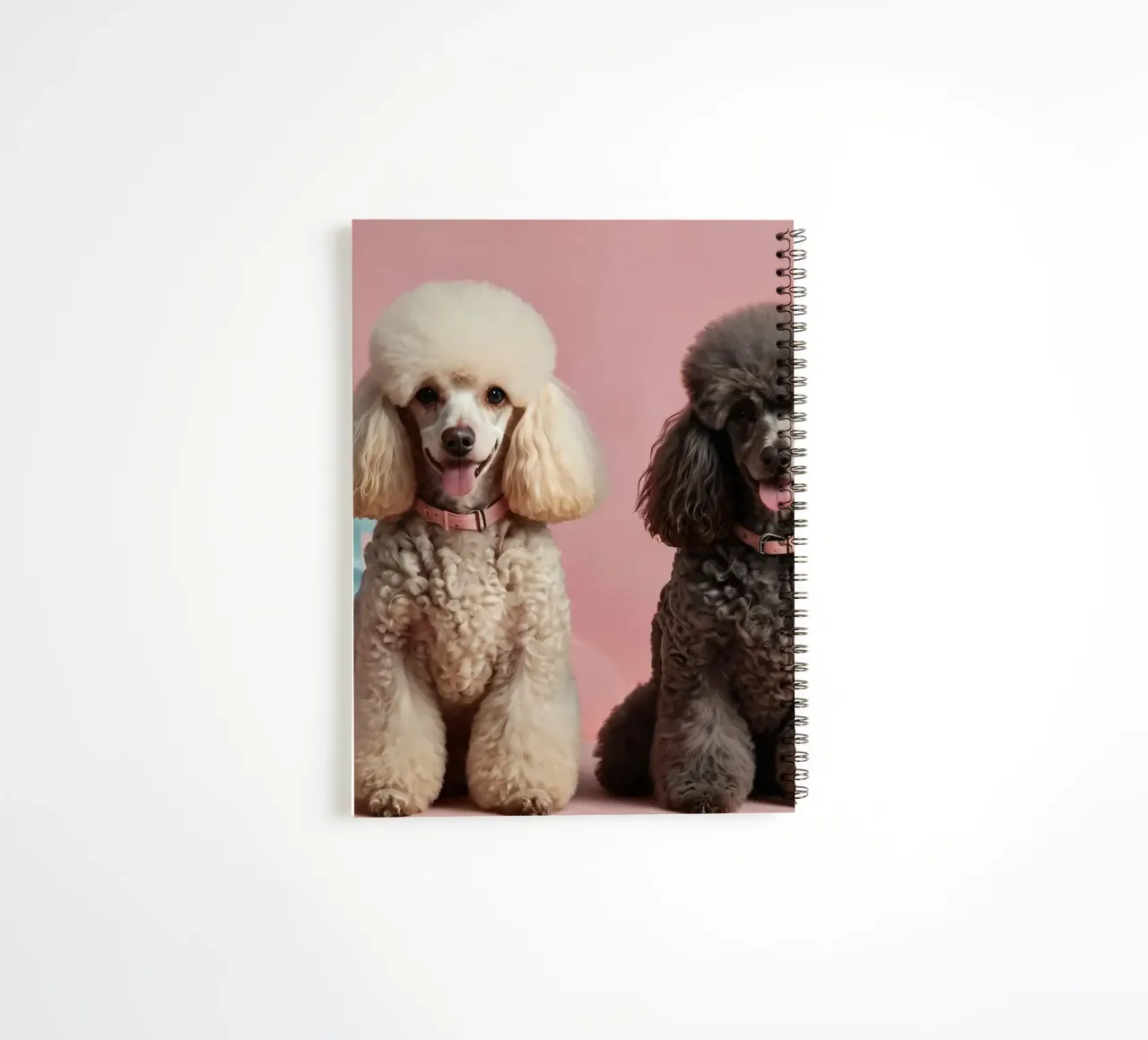 Poodles sit proudly against a colorful backdrop spiral notebook by DesignDoodle