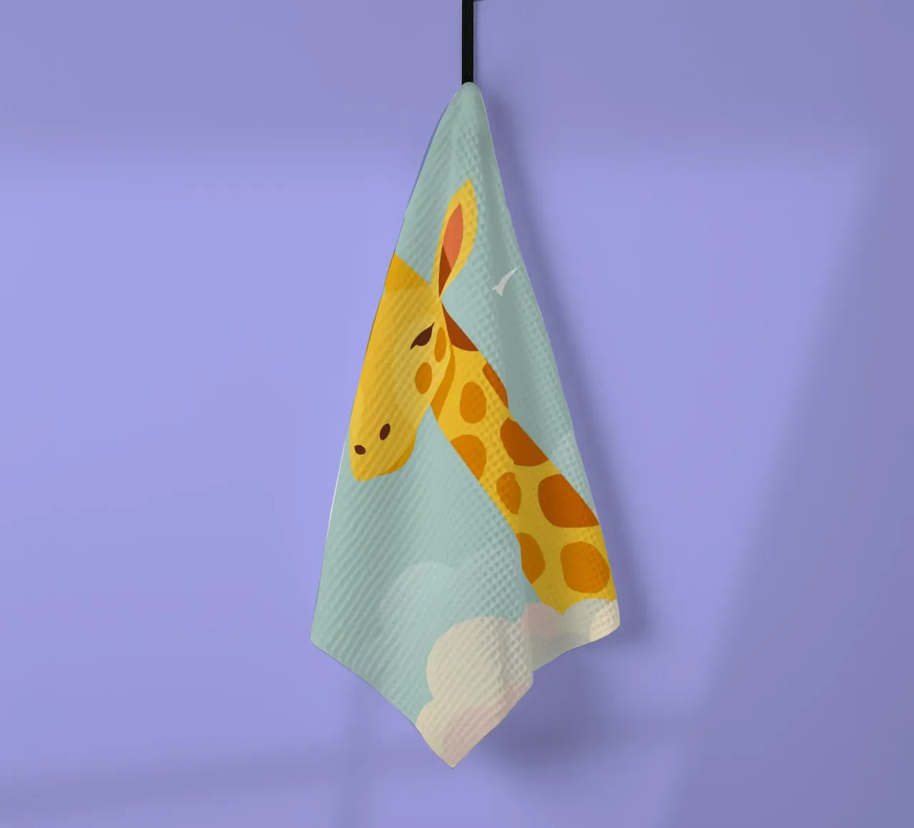 Douce girafe au-dessus des nuages - Un motif animalier de rêve torchon de namosh