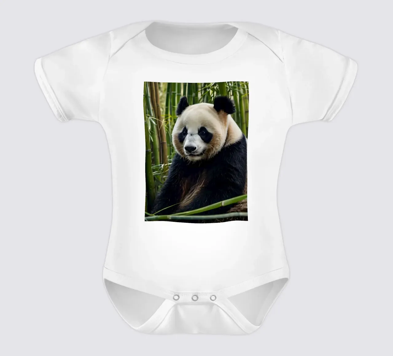 Un enorme panda riposa in un lussureggiante boschetto di bambù body neonato maniche corte da DesignDoodle