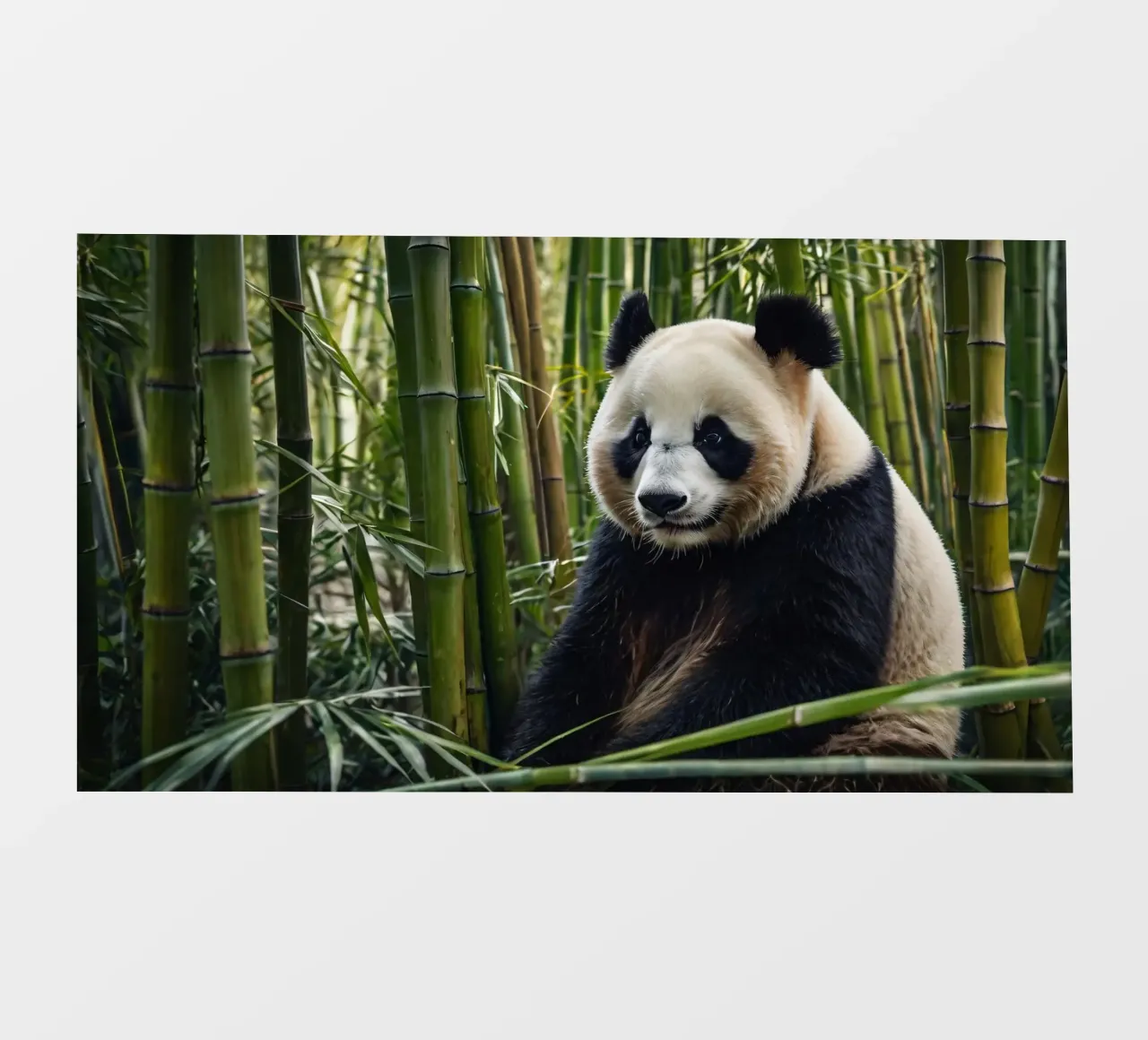 Un enorme panda riposa in un lussureggiante boschetto di bambù telo in pvc da DesignDoodle