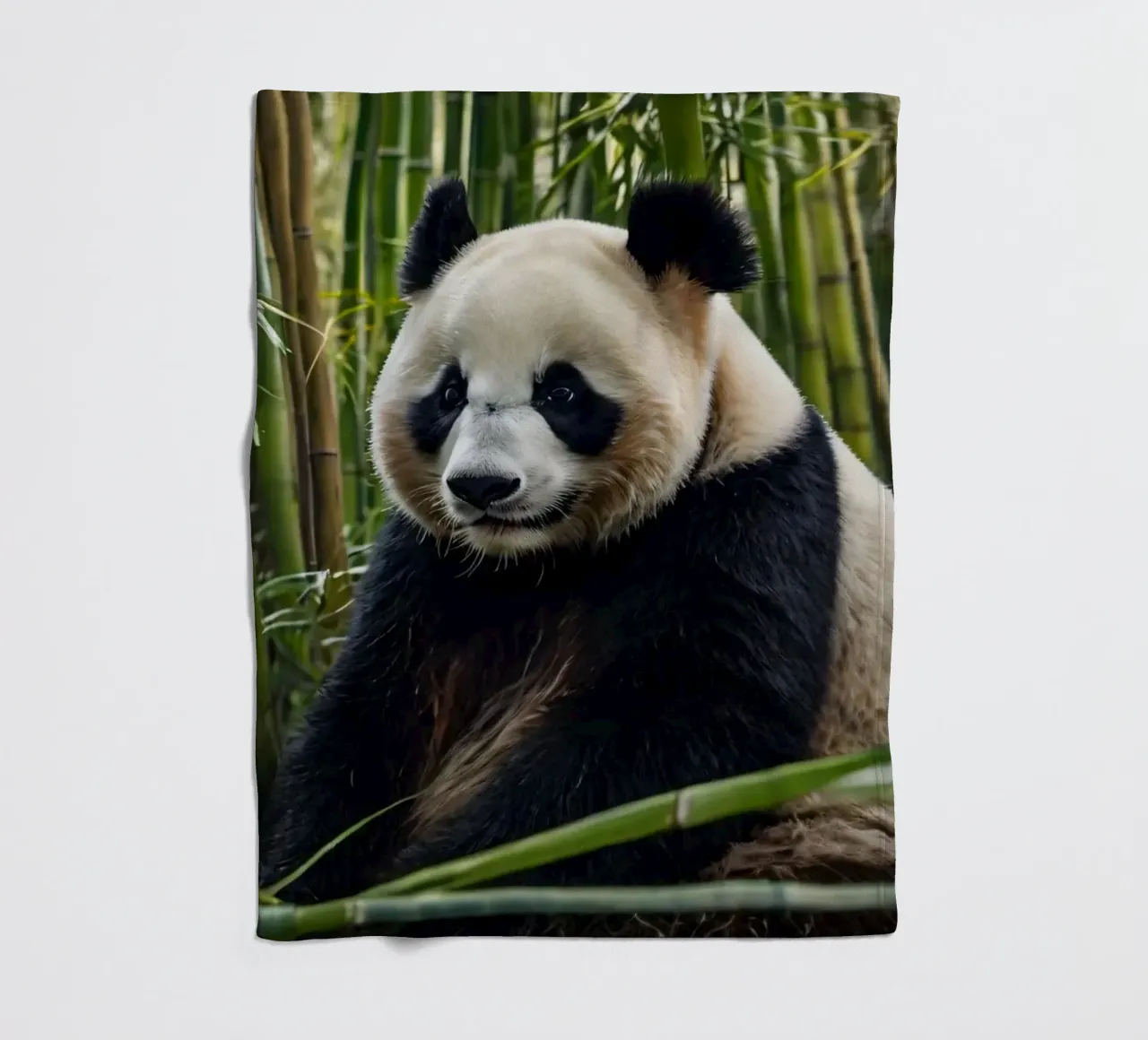 Un enorme panda riposa in un lussureggiante boschetto di bambù coperta in pile da DesignDoodle