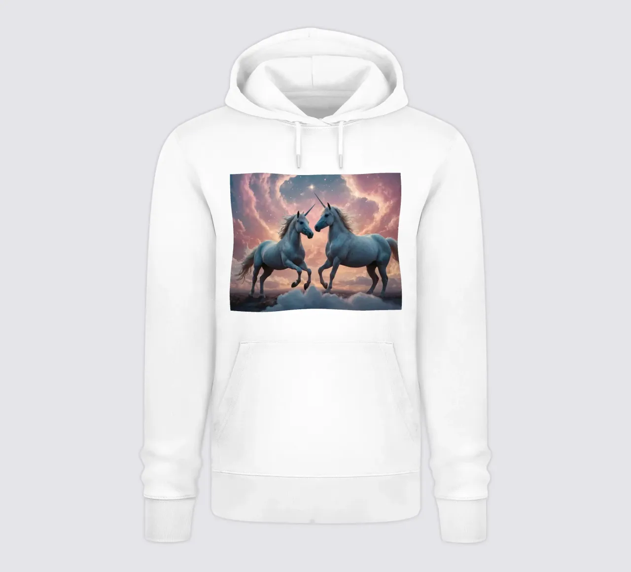 Majestuosos unicornios danzan en un paisaje de nubes de ensueño sudadera con capucha de DesignDoodle