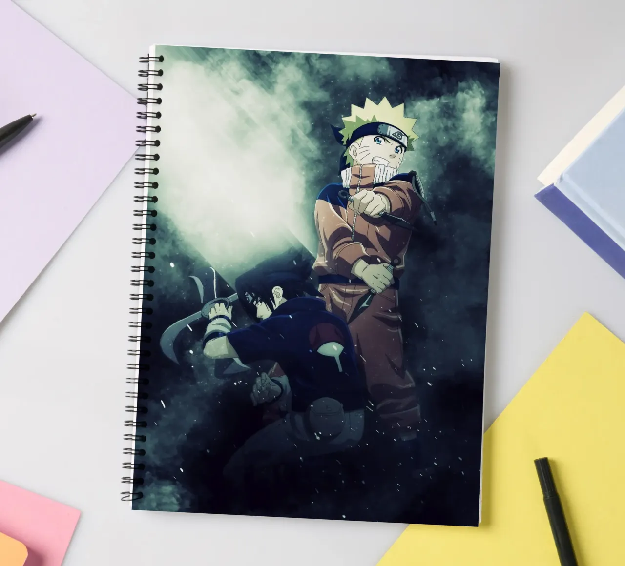 naruto and sasuke spiral notebook by FreeArtStudio