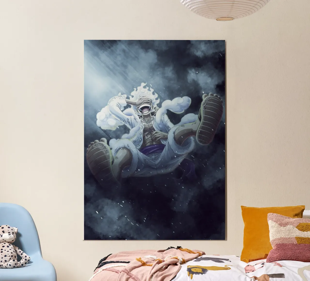gear 5 luffy poster con telaio in plastica da FreeArtStudio