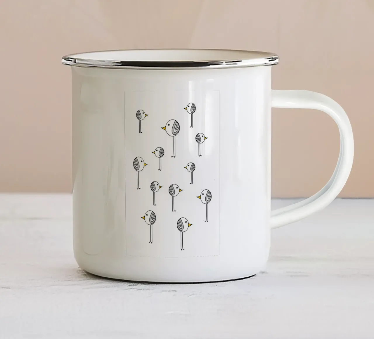 Uccelli dalle zampe lunghe tazza in smalto da Designs by Birdy