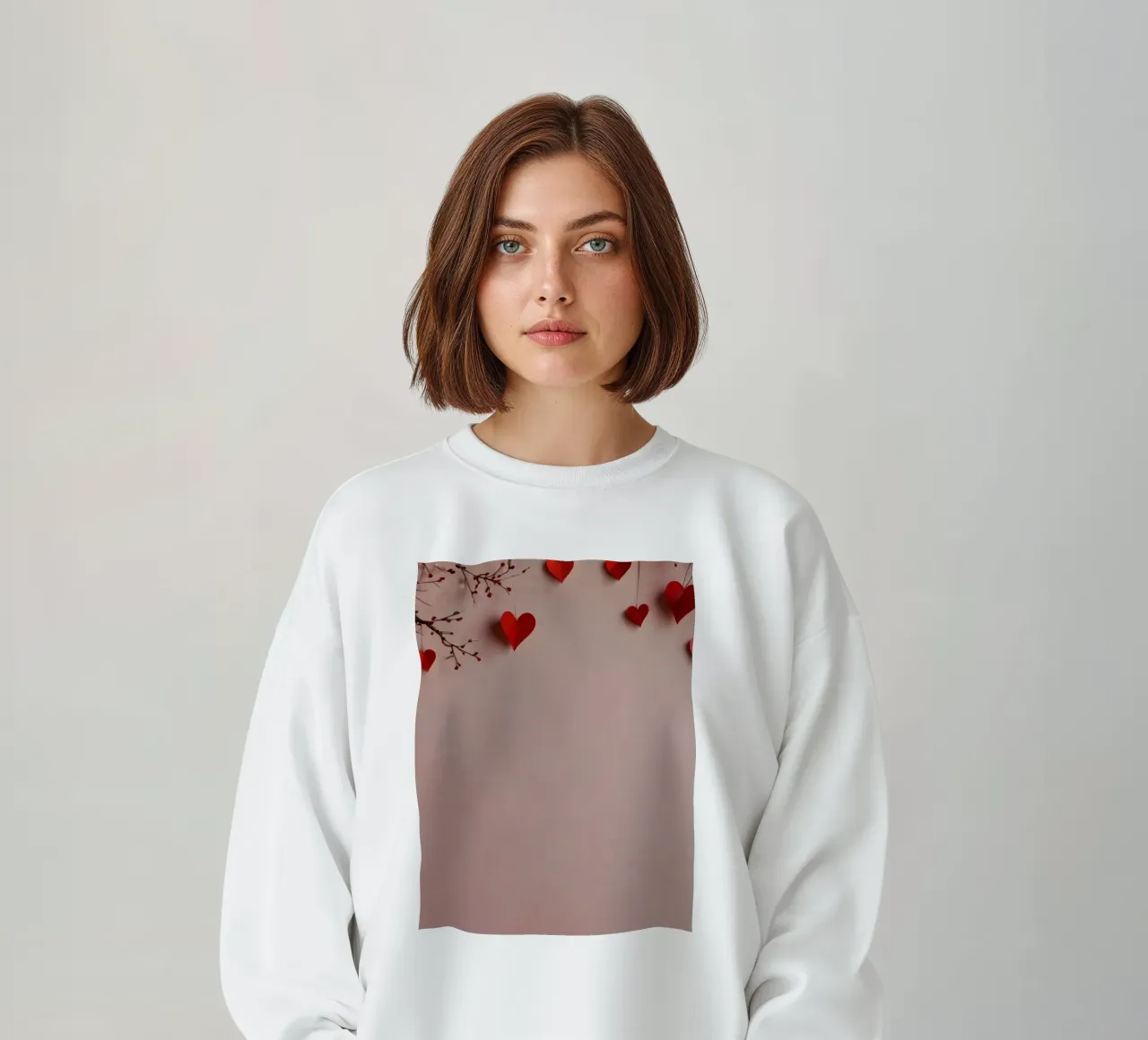 Decorazioni romantiche con cuori rossi per un'indimenticabile felpa da DesignDoodle