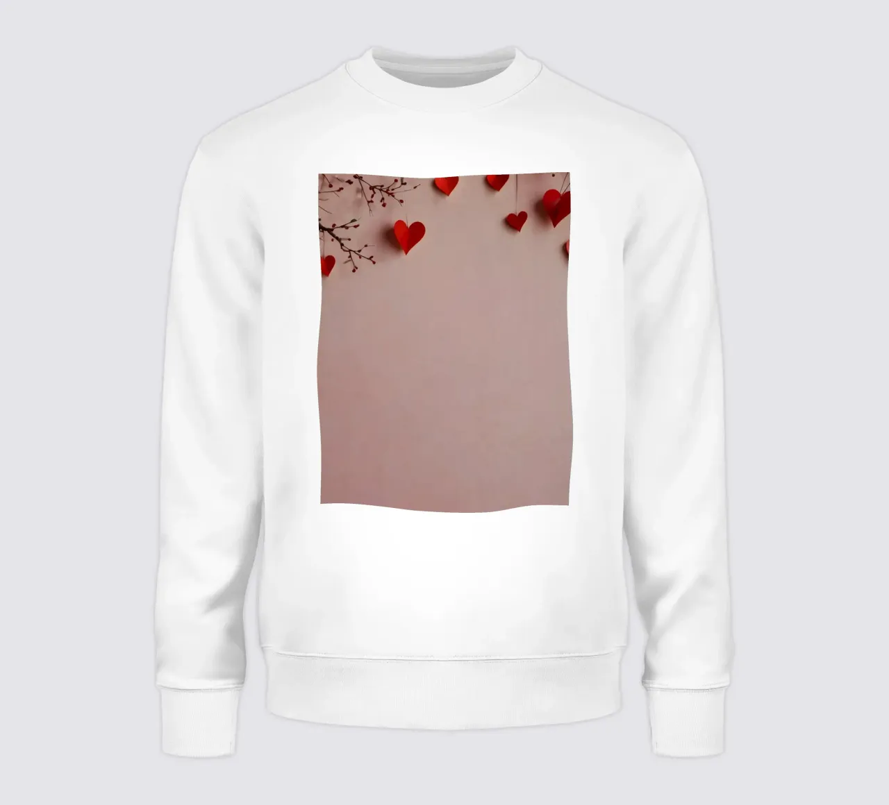 Decorazioni romantiche con cuori rossi per un'indimenticabile felpa da DesignDoodle