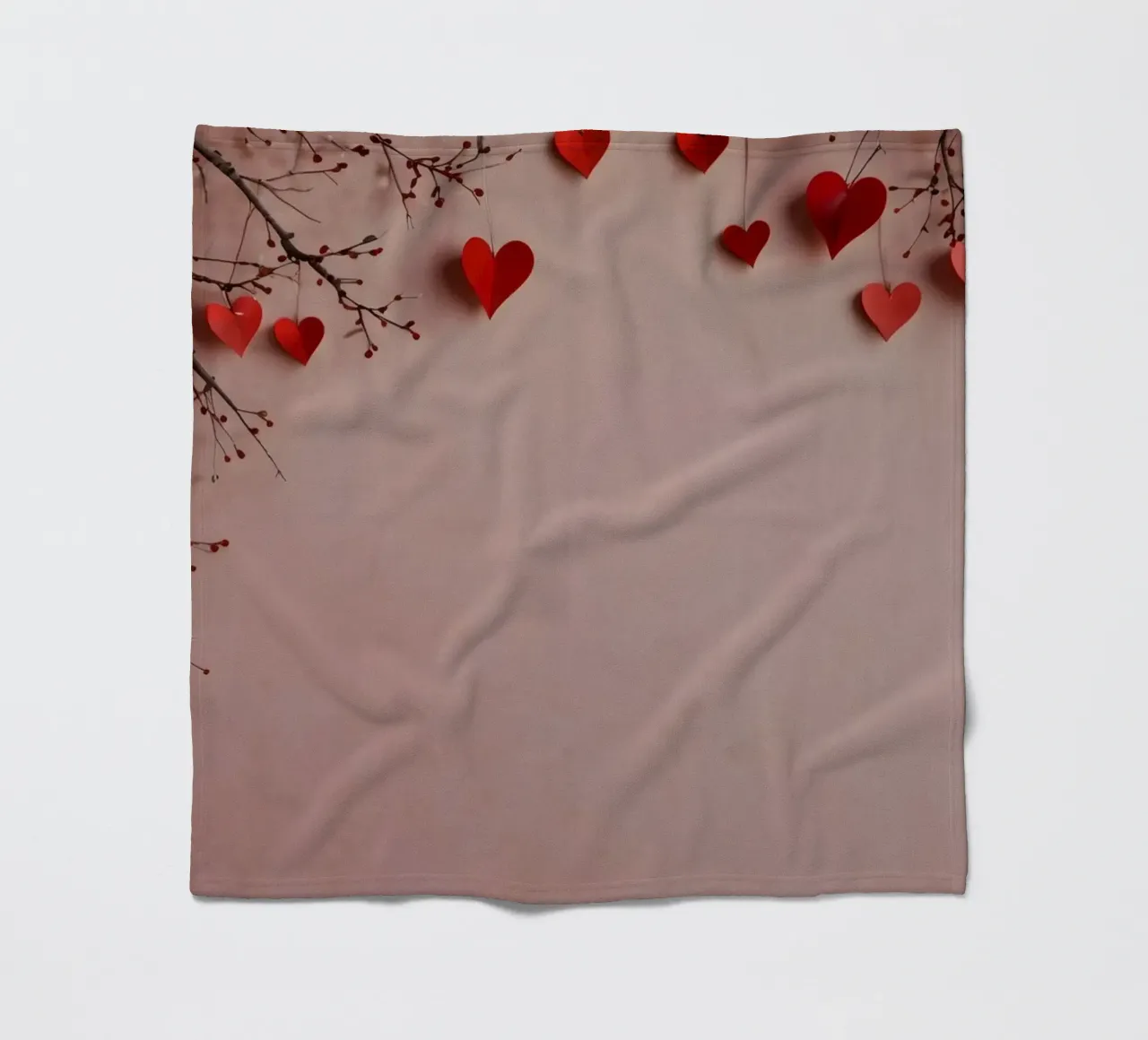 Romantic decorations with red hearts for an unforgettable fleece blanket by DesignDoodle
