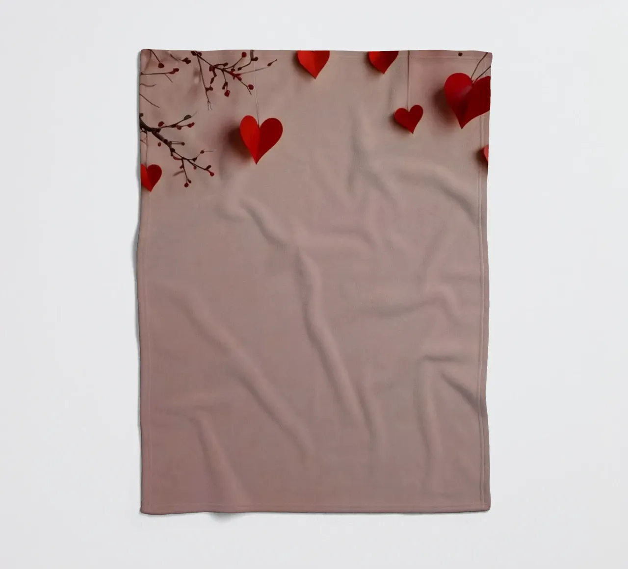 Romantic decorations with red hearts for an unforgettable fleece blanket by DesignDoodle