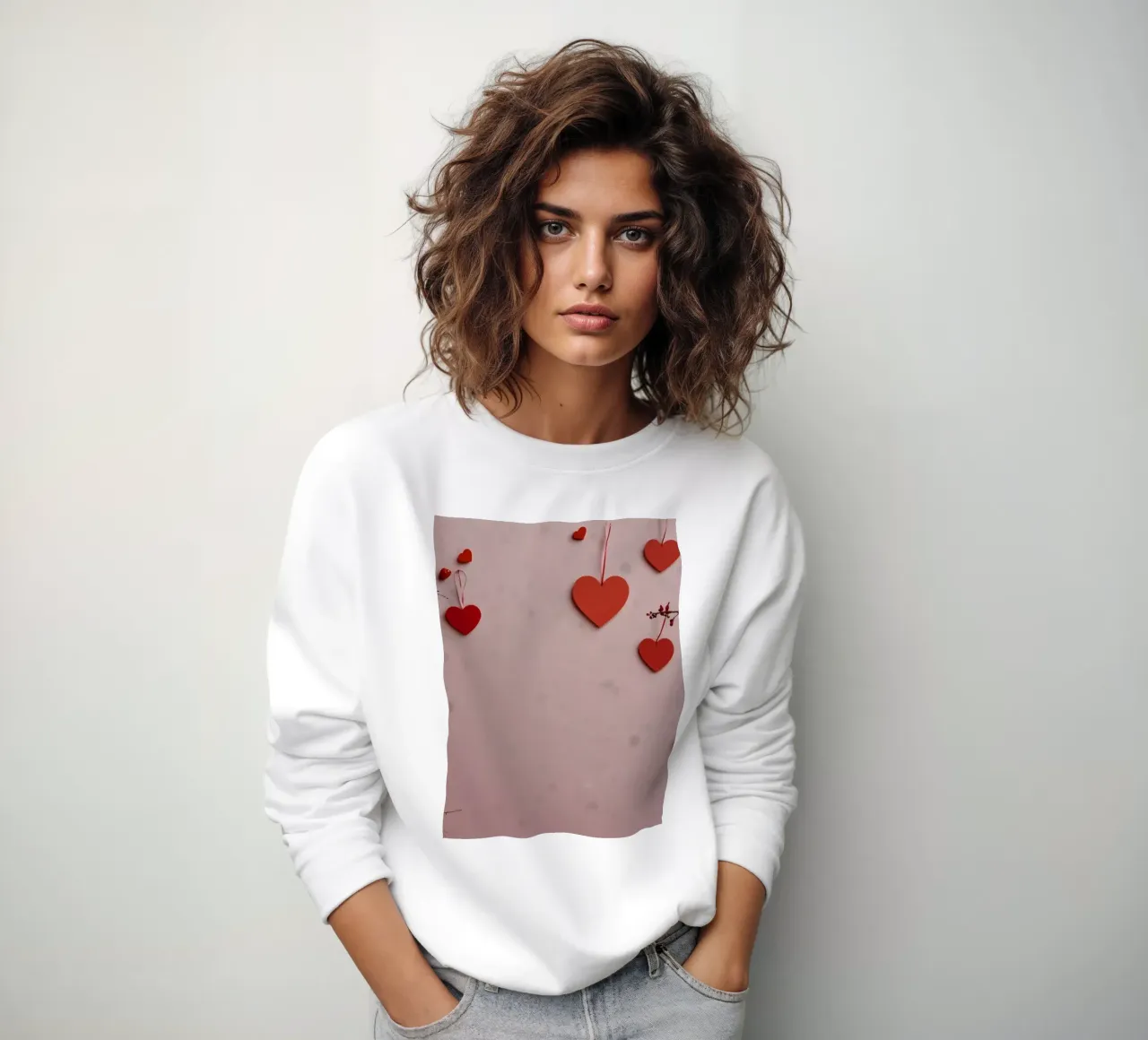 Decorazione romantica con cuori rossi appesi ai rami felpa da DesignDoodle