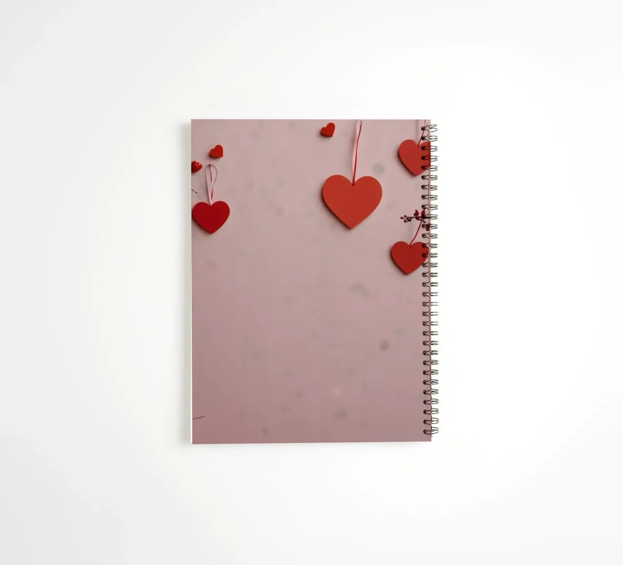 Romantic decoration with red hearts hanging from branches spiral notebook by DesignDoodle