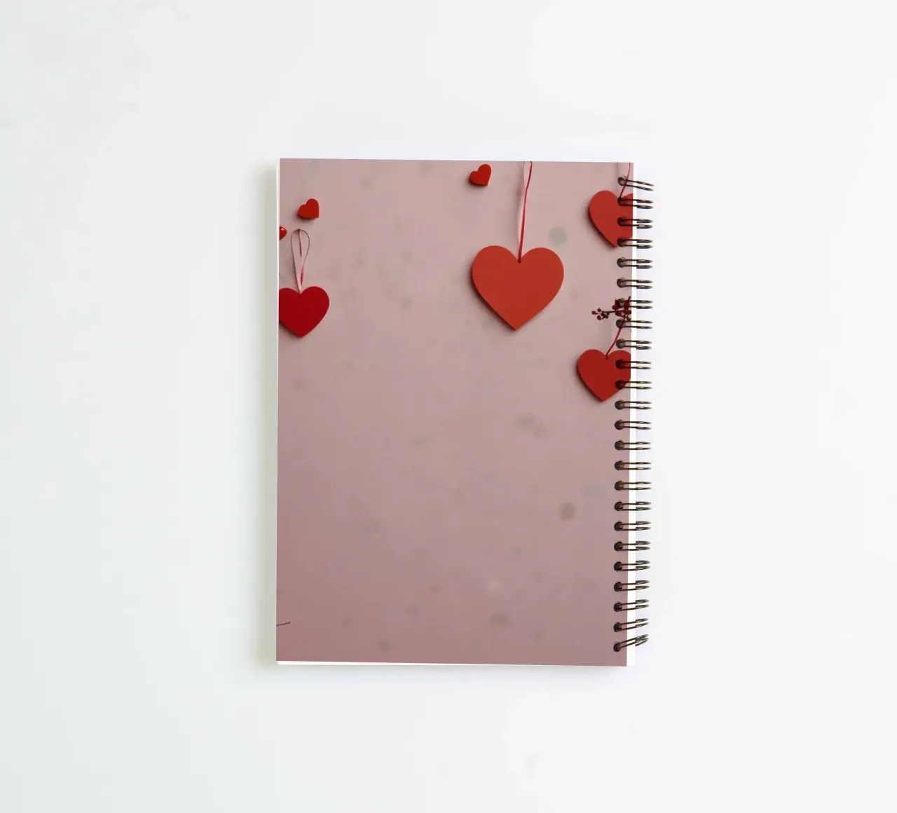 Romantic decoration with red hearts hanging from branches spiral notebook by DesignDoodle