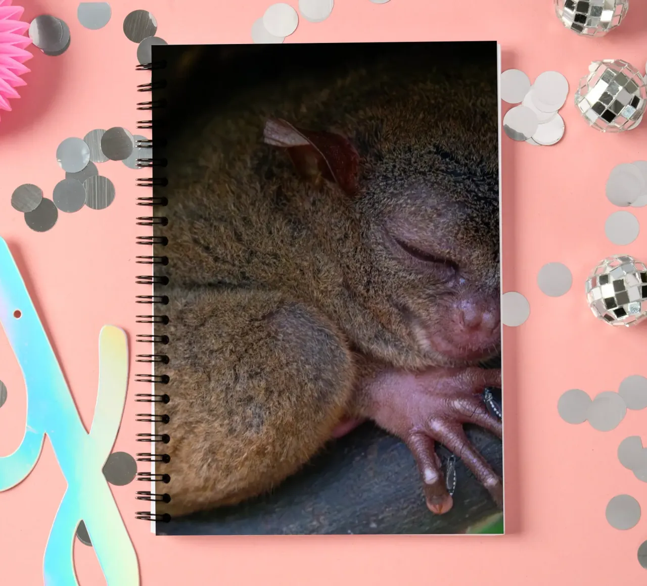 Endangered Tarsier in Bohol Tarsier sanctuary, Philippines spiral notebook by anderm