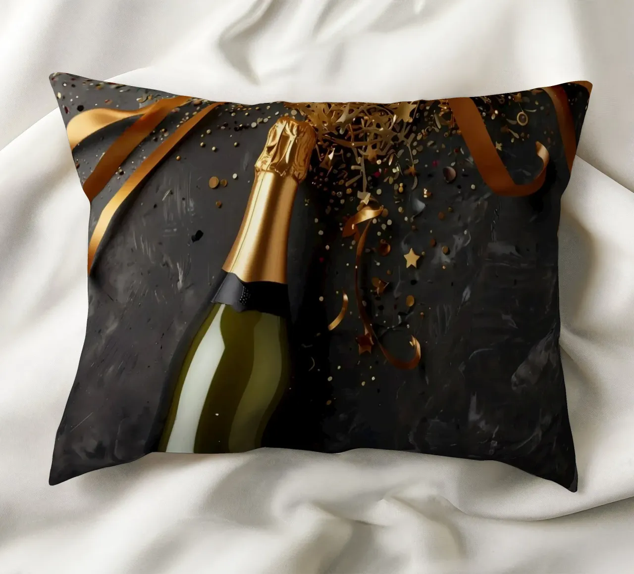 Festeggiare l'amore con champagne e nastri festosi cuscino da DesignDoodle
