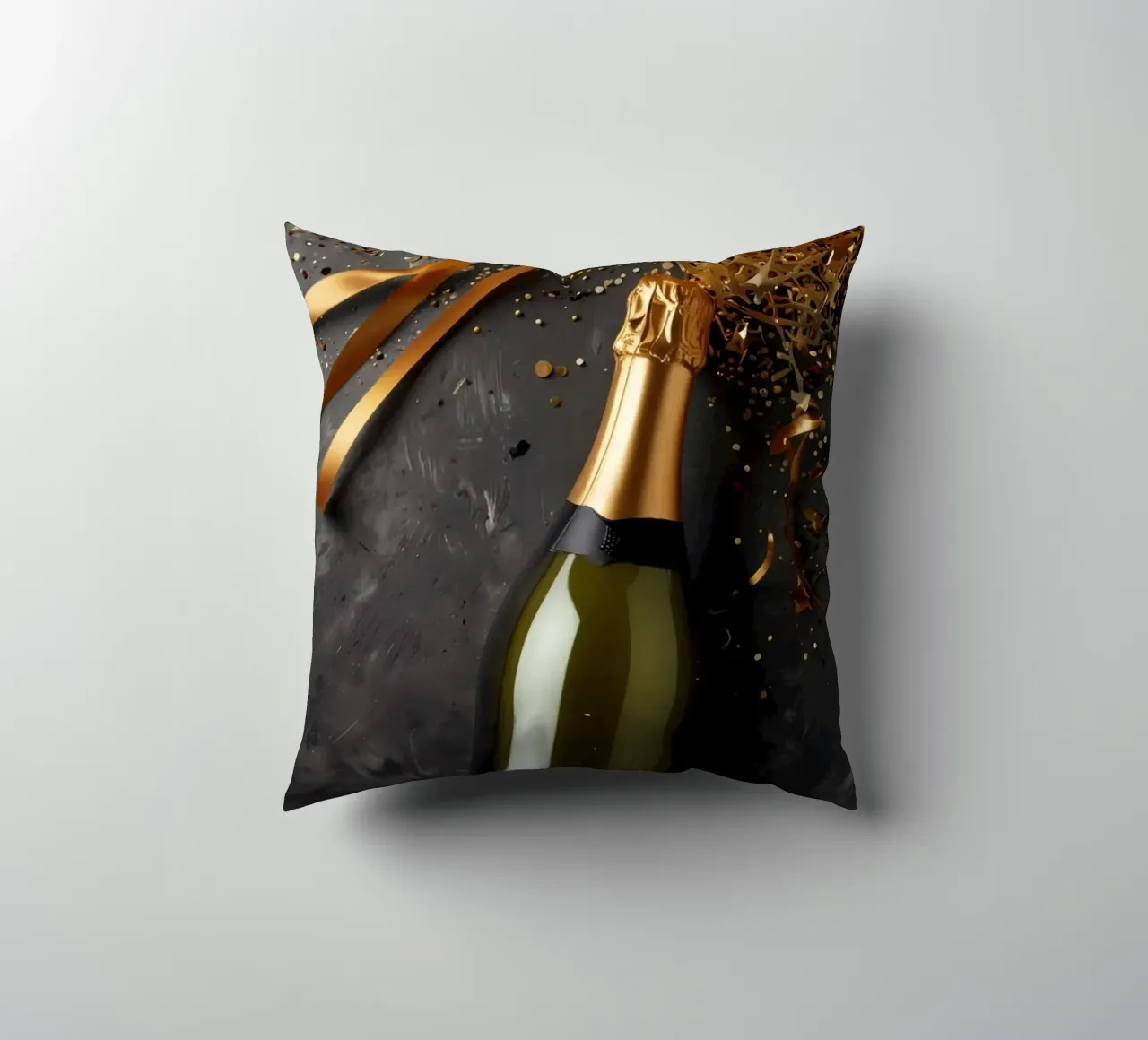 Festeggiare l'amore con champagne e nastri festosi cuscino da DesignDoodle