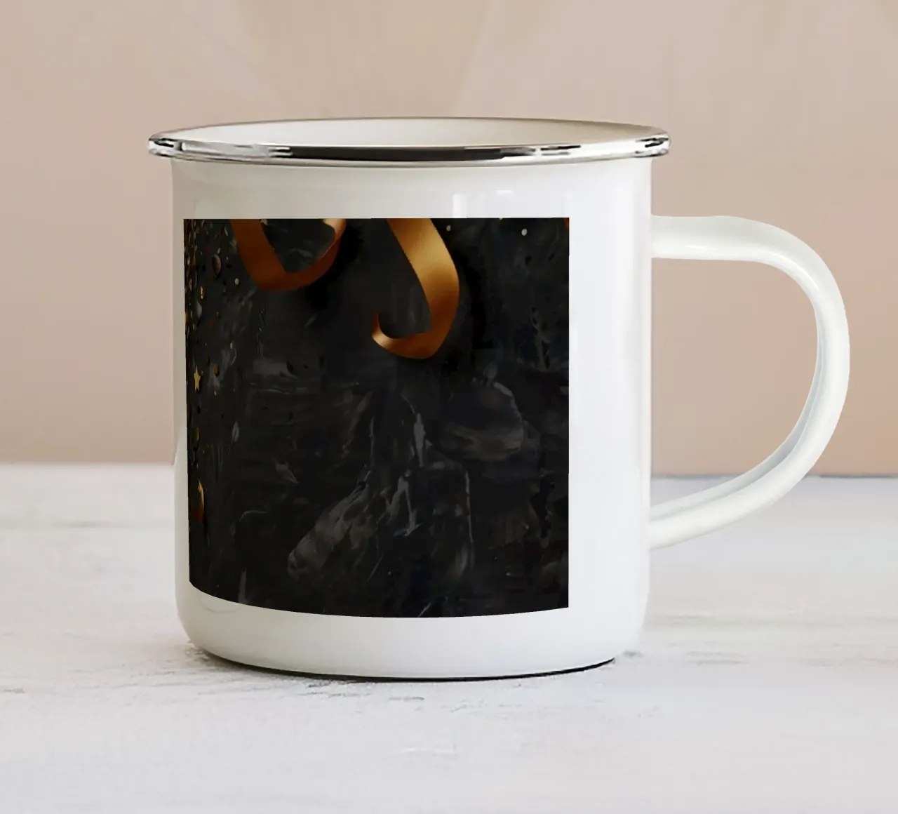 Festeggiare l'amore con champagne e nastri festosi tazza in smalto da DesignDoodle