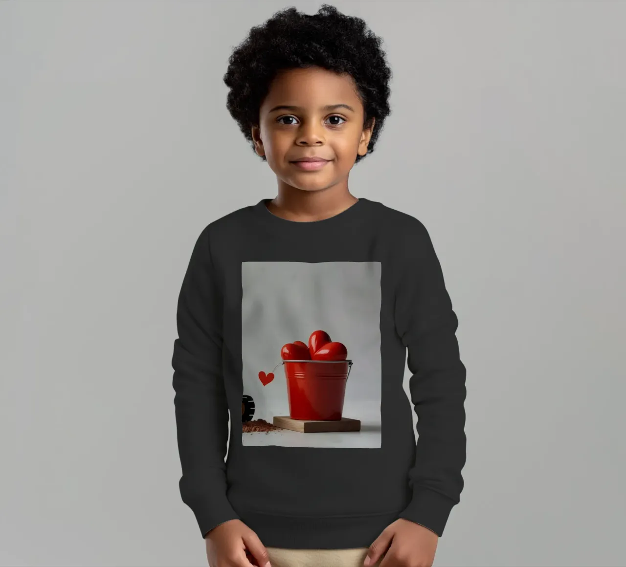 escavatore giallo e rosso a forma di cuore in una benna felpa bambino da DesignDoodle