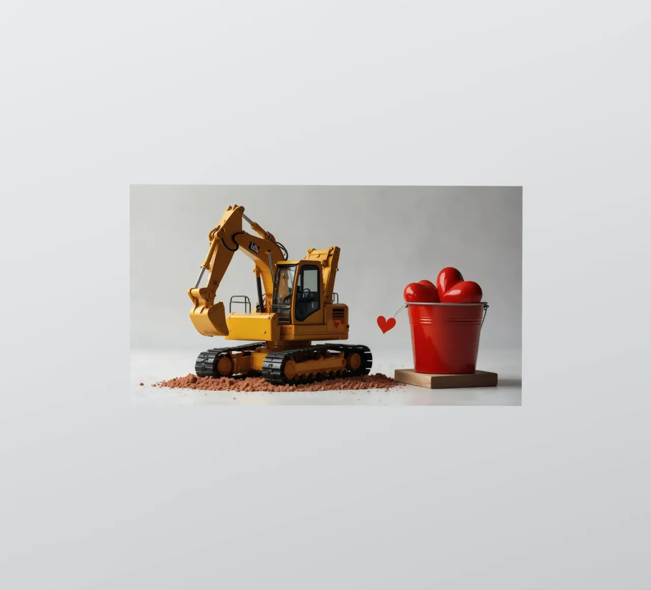 escavatore giallo e rosso a forma di cuore in una benna adesivo da DesignDoodle