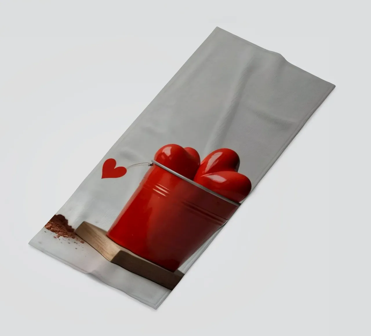 escavatore giallo e rosso a forma di cuore in una benna telo mare da DesignDoodle