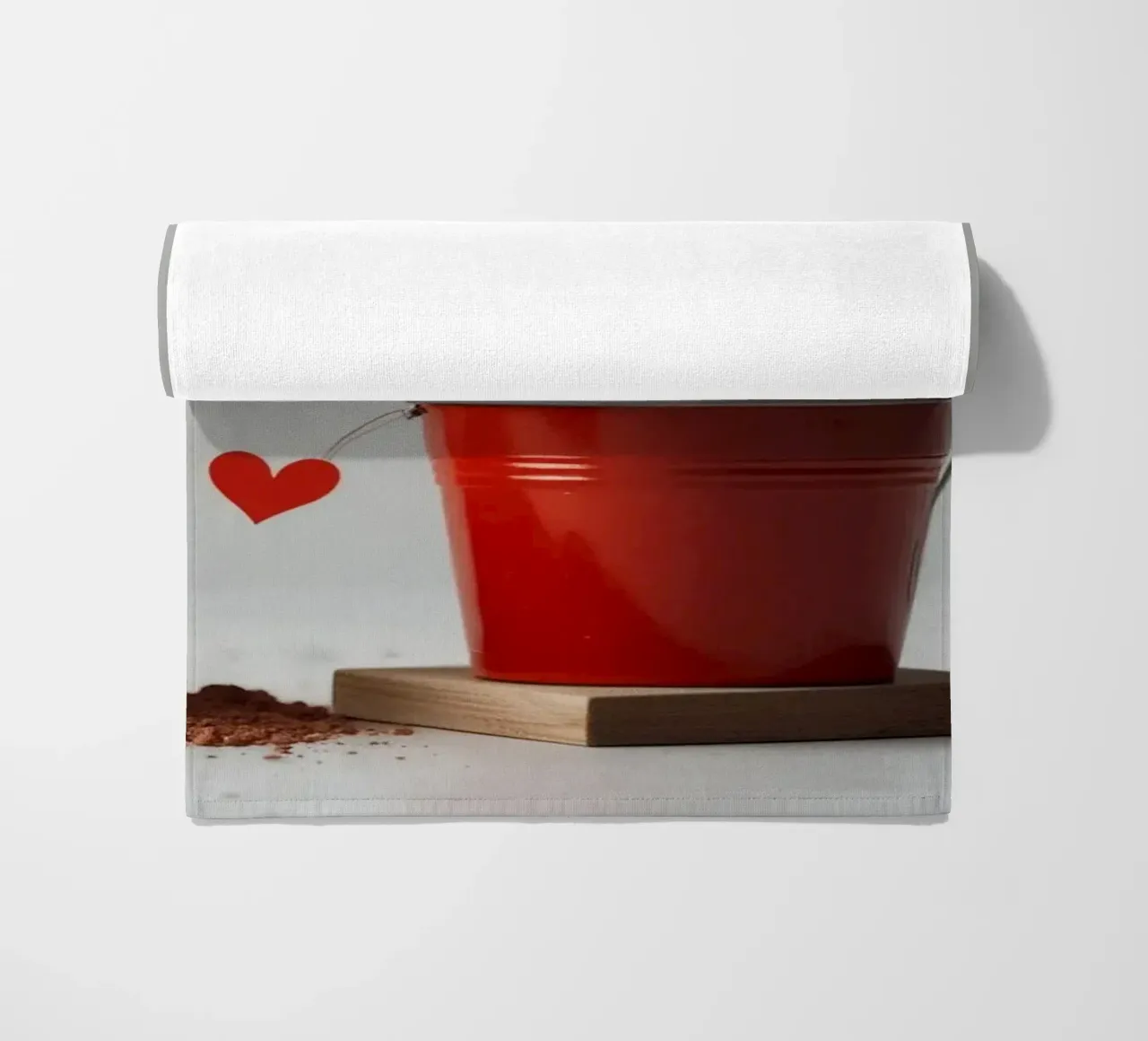 escavatore giallo e rosso a forma di cuore in una benna telo mare da DesignDoodle