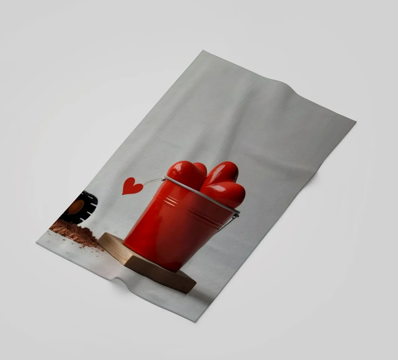 escavatore giallo e rosso a forma di cuore in una benna telo mare da DesignDoodle