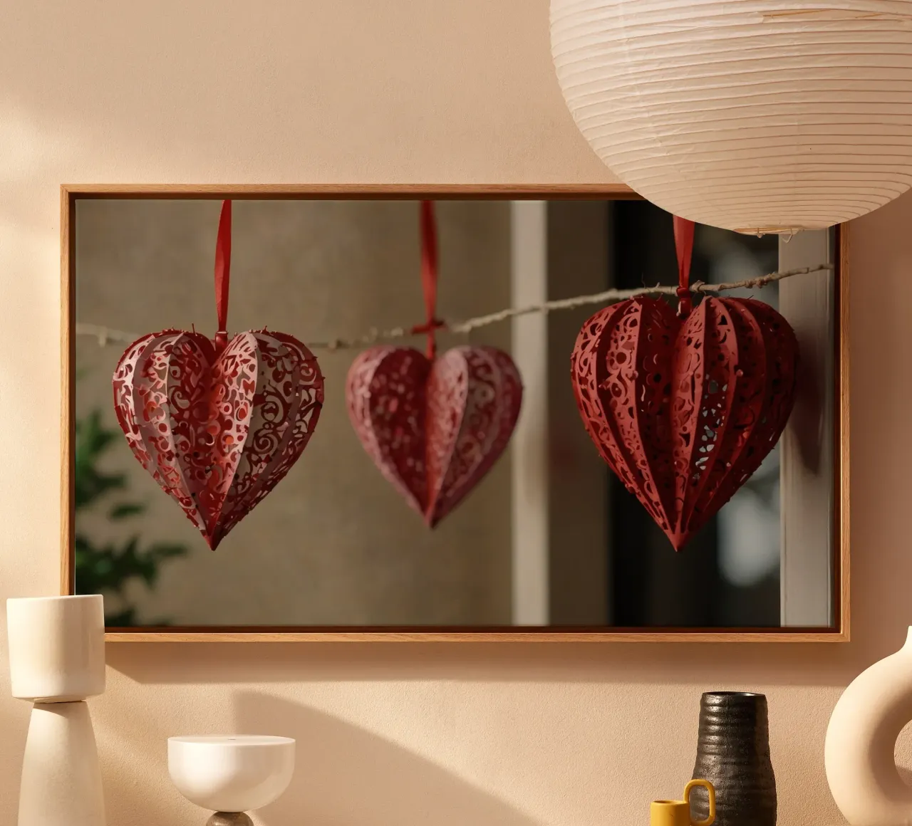 Romantic decorations create a charming atmosphere canvas with Floater frame by DesignDoodle