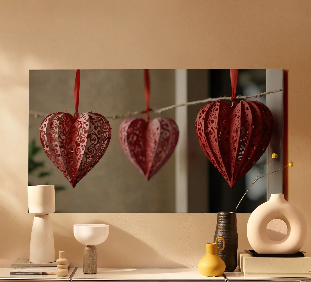 Romantic decorations create a charming atmosphere canvas with Floater frame by DesignDoodle