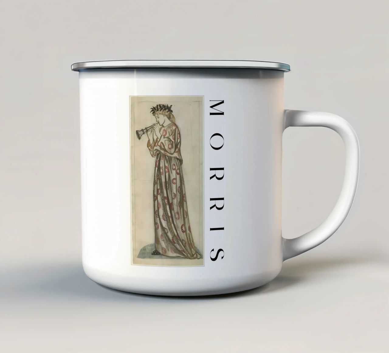 William Morris - Una ragazza con il flauto tazza in smalto da tokovictory