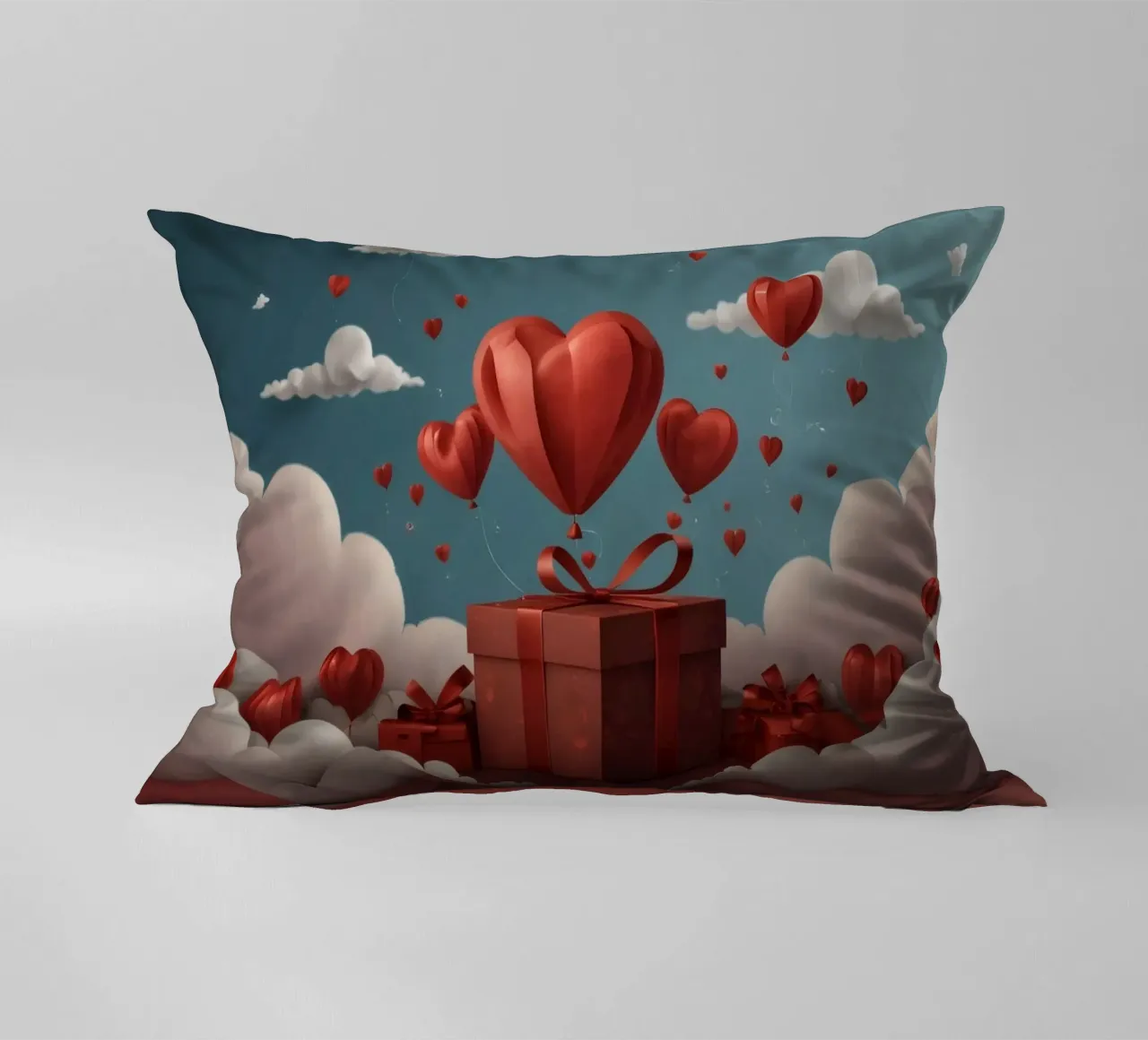 Festeggiamento di San Valentino con palloncini a forma di cuore cuscino da DesignDoodle