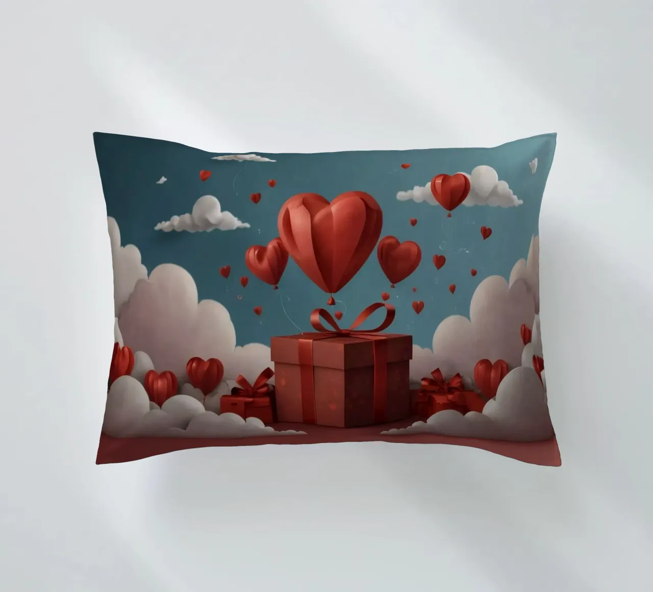 Festeggiamento di San Valentino con palloncini a forma di cuore cuscino da DesignDoodle