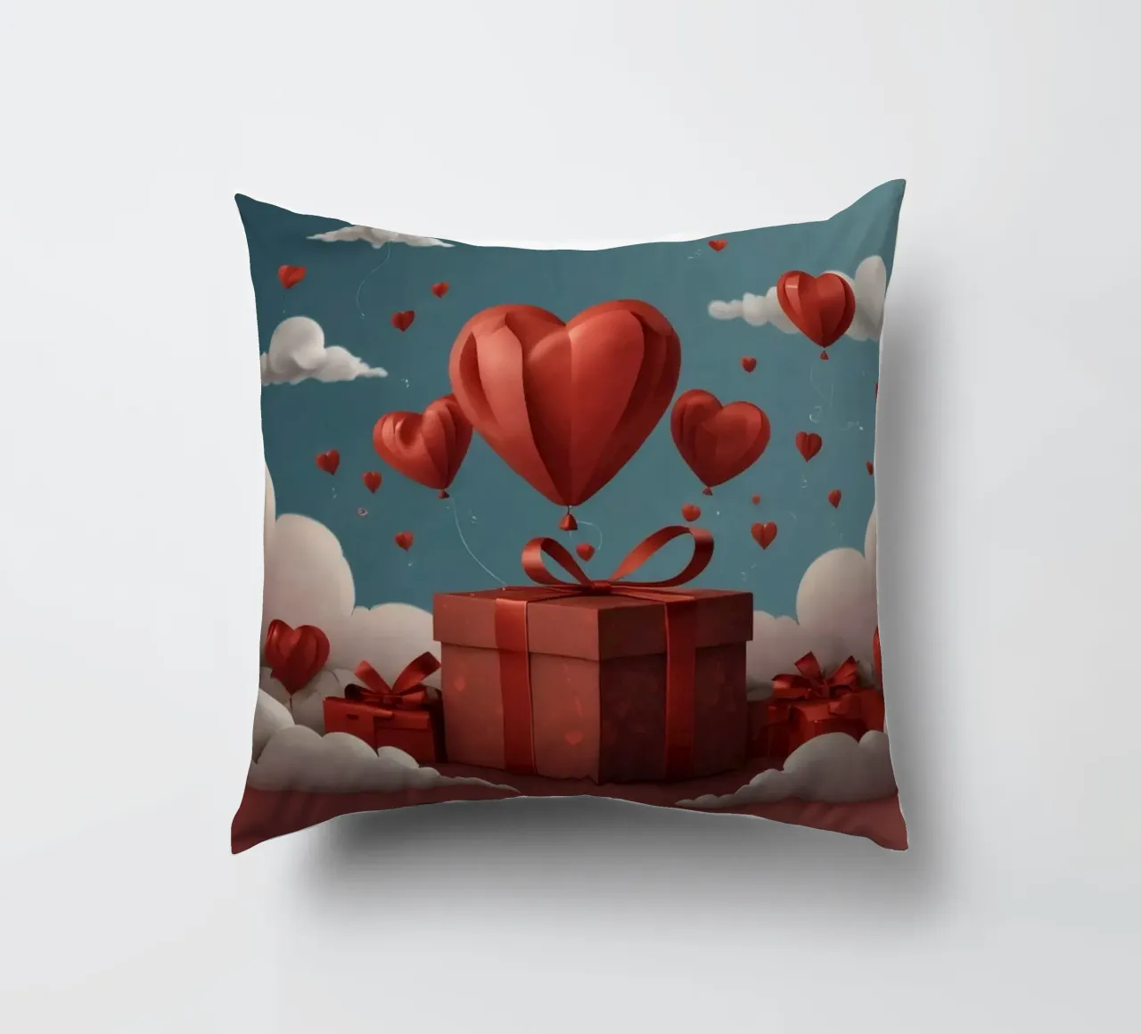 Festeggiamento di San Valentino con palloncini a forma di cuore cuscino da DesignDoodle