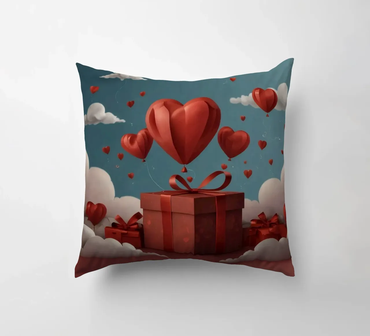 Festeggiamento di San Valentino con palloncini a forma di cuore cuscino da DesignDoodle