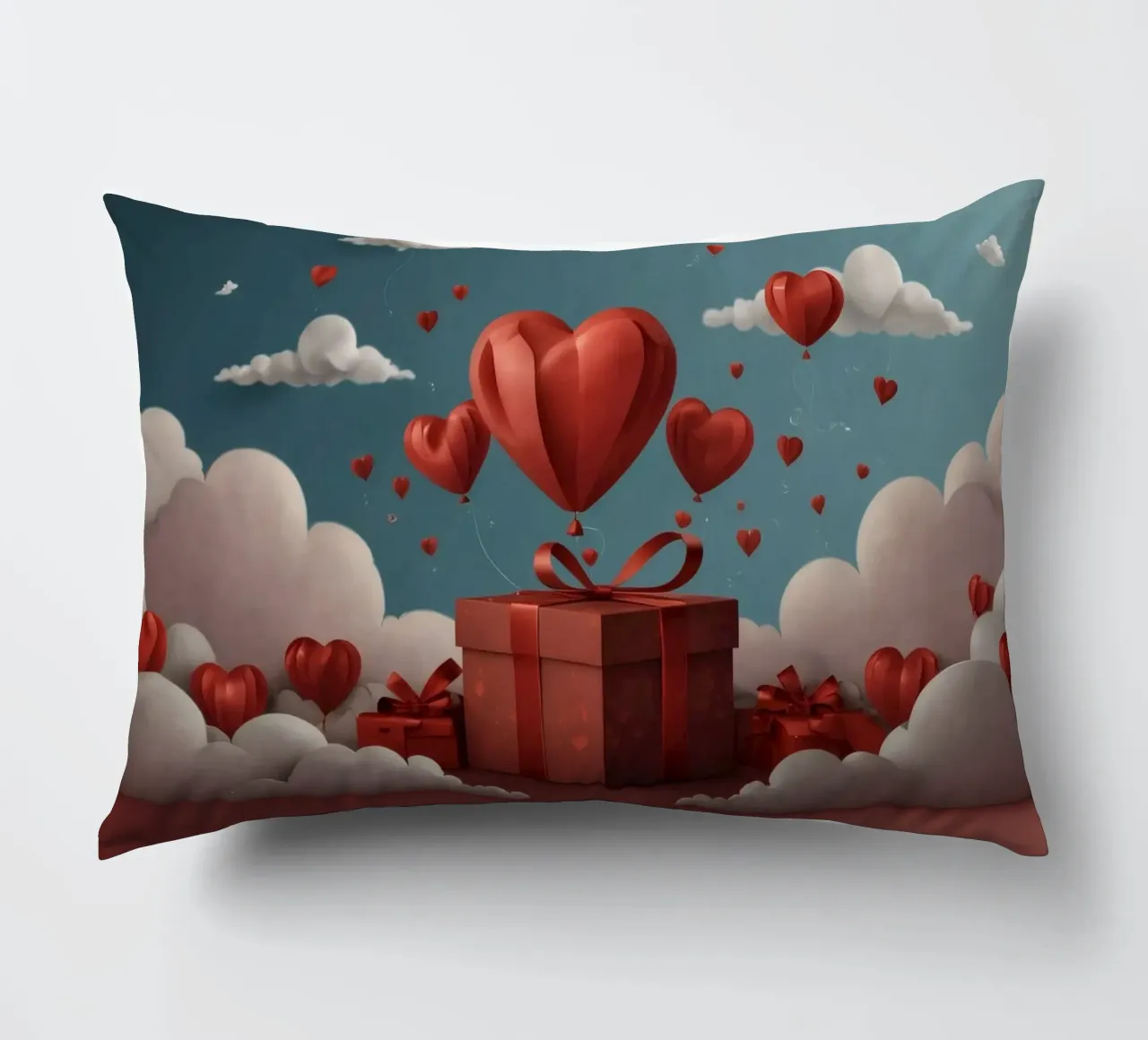 Festeggiamento di San Valentino con palloncini a forma di cuore cuscino da DesignDoodle