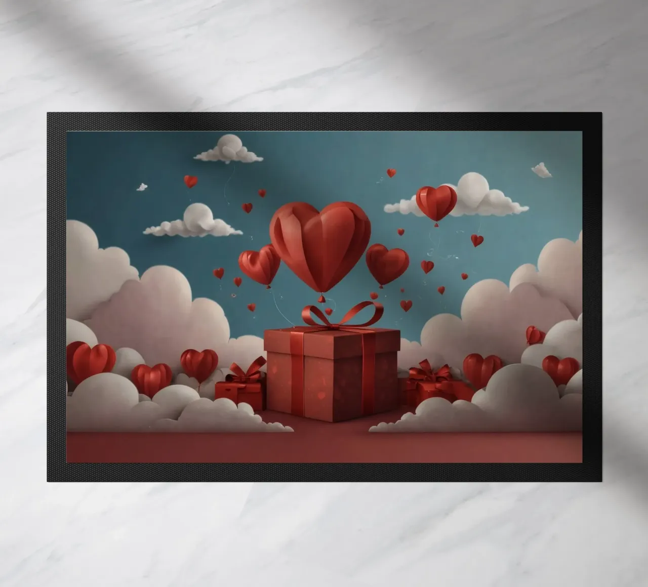 Festeggiamento di San Valentino con palloncini a forma di cuore zerbino da DesignDoodle