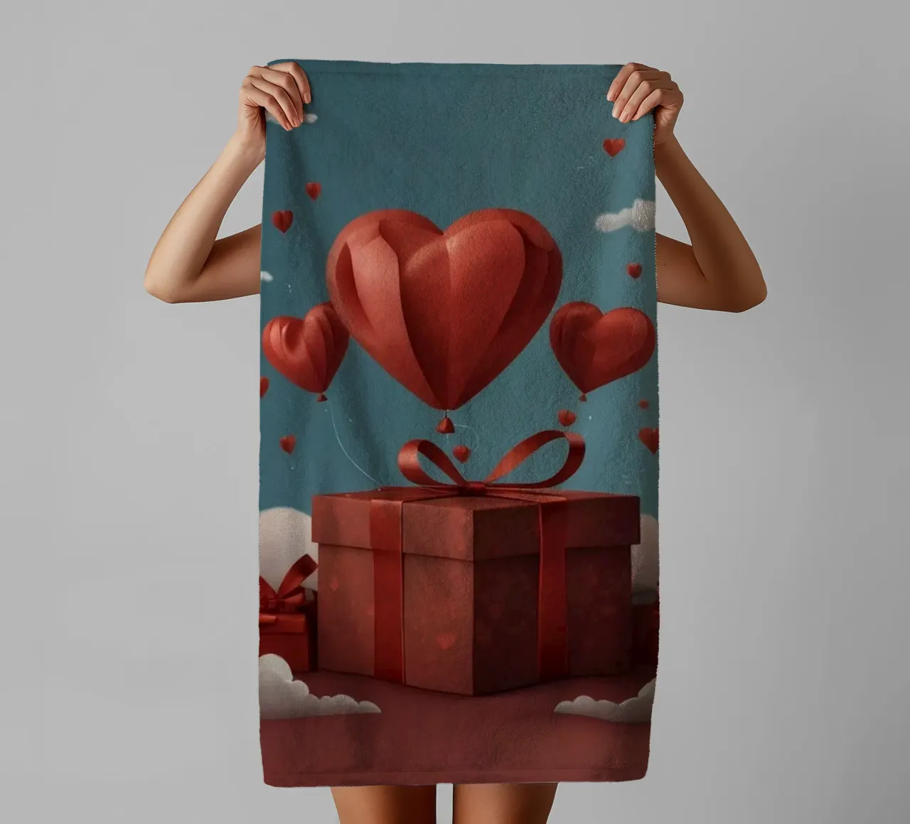 Festeggiamento di San Valentino con palloncini a forma di cuore asciugamano da bagno da DesignDoodle