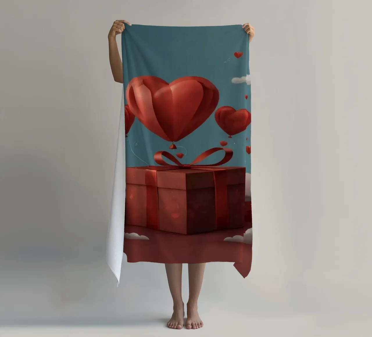 Festeggiamento di San Valentino con palloncini a forma di cuore telo mare da DesignDoodle