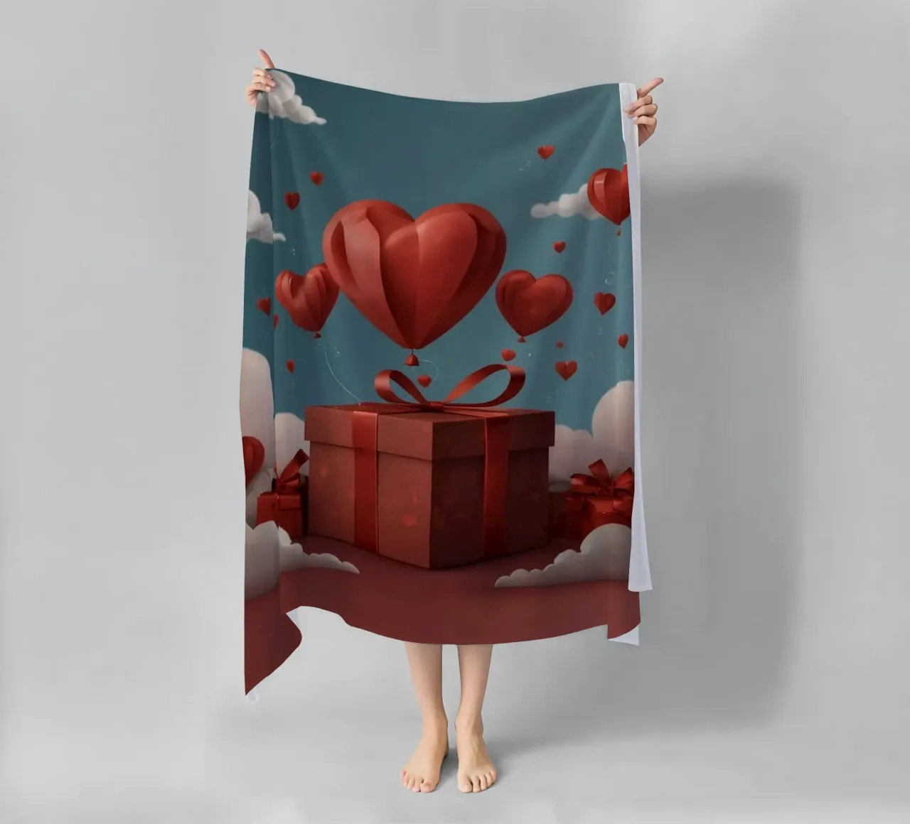 Festeggiamento di San Valentino con palloncini a forma di cuore telo mare da DesignDoodle