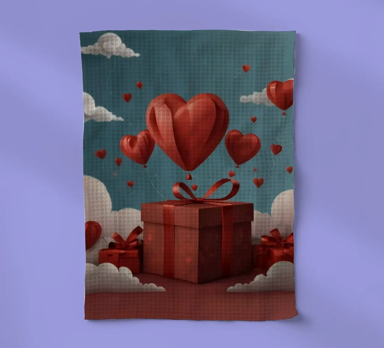 Festeggiamento di San Valentino con palloncini a forma di cuore canovaccio da cucina da DesignDoodle