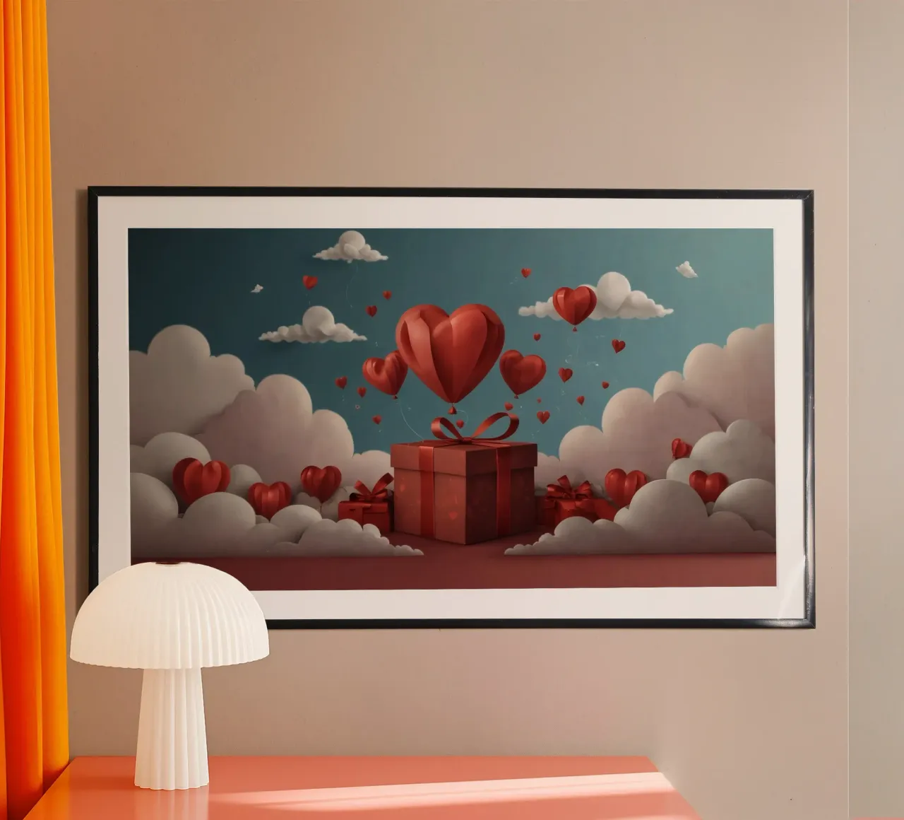 Festeggiamento di San Valentino con palloncini a forma di cuore carta hahnemühle da DesignDoodle