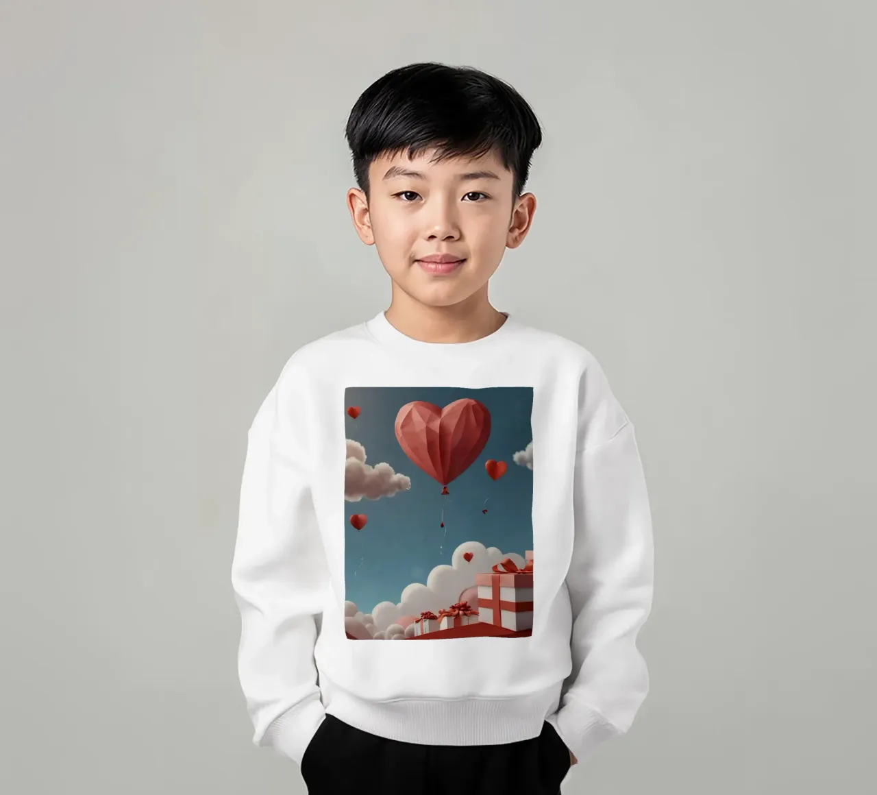 Festeggiamento di San Valentino con palloncini a forma di cuore felpa bambino da DesignDoodle