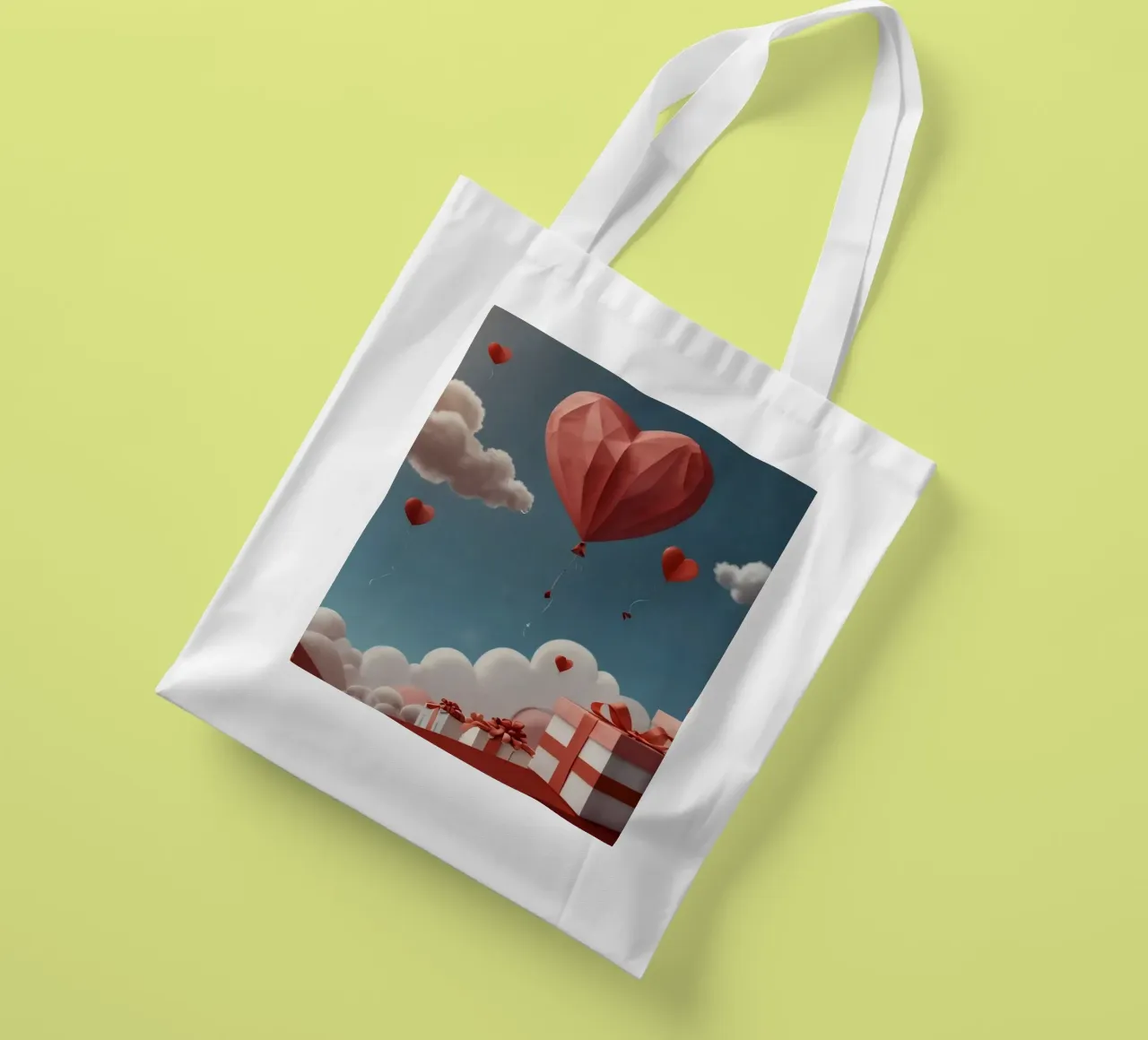 Festeggiamento di San Valentino con palloncini a forma di cuore borsa in juta da DesignDoodle