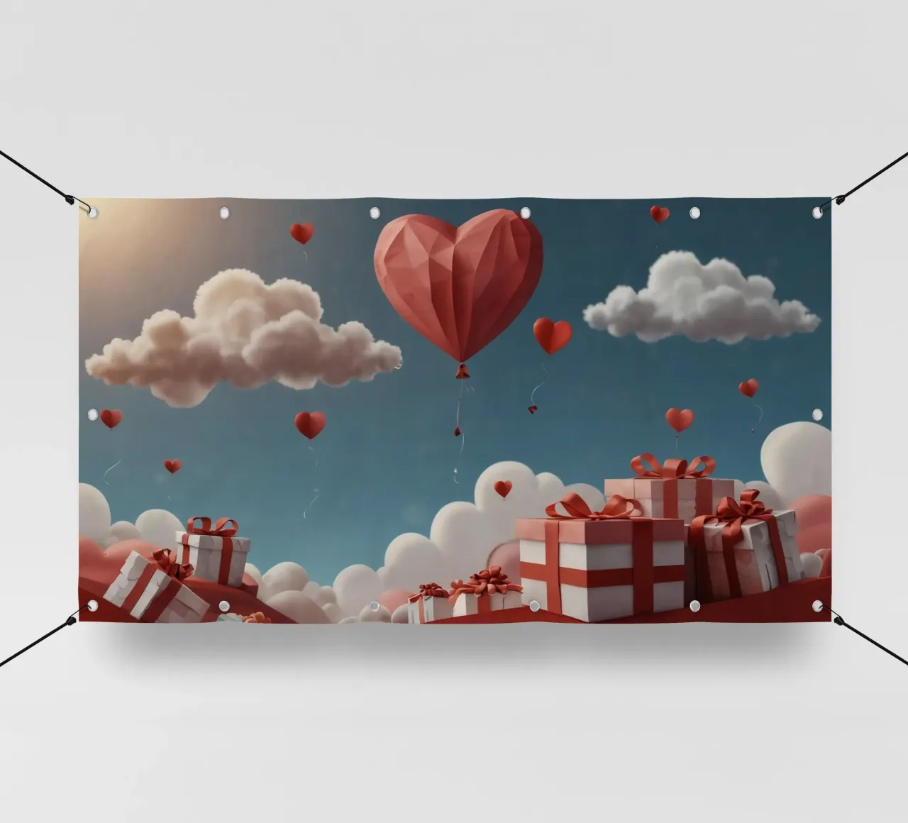 Festeggiamento di San Valentino con palloncini a forma di cuore telo in pvc da DesignDoodle