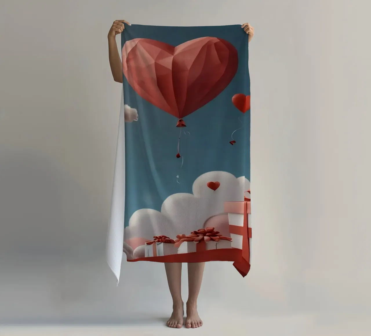 Festeggiamento di San Valentino con palloncini a forma di cuore telo mare da DesignDoodle