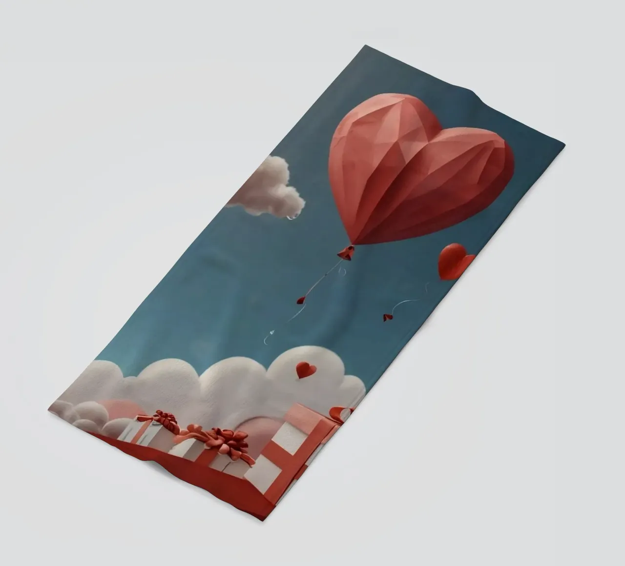 Festeggiamento di San Valentino con palloncini a forma di cuore telo mare da DesignDoodle