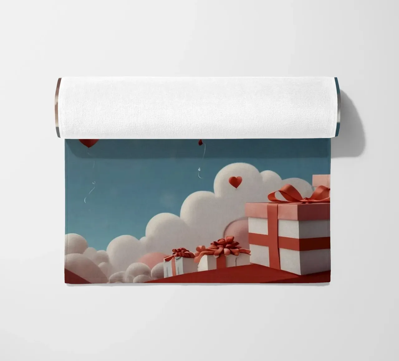 Festeggiamento di San Valentino con palloncini a forma di cuore telo mare da DesignDoodle